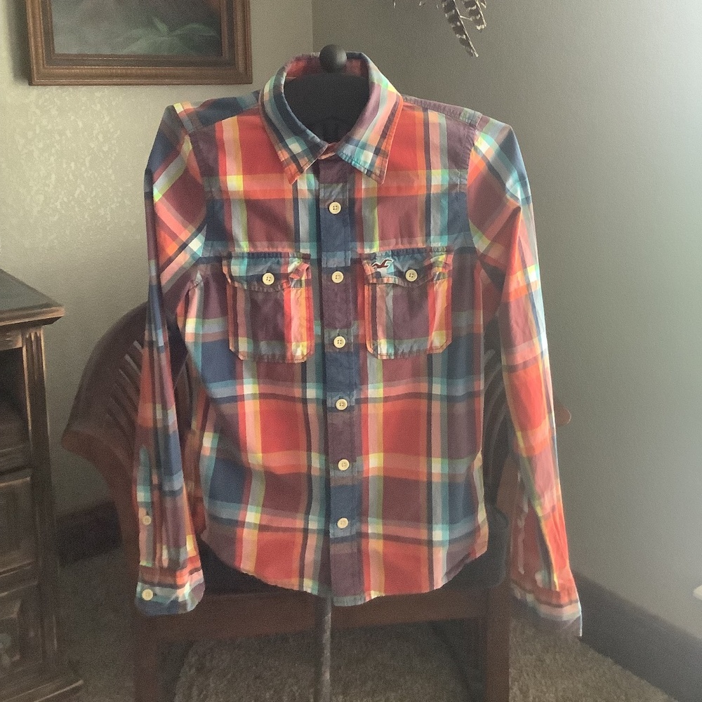 Hollister California Tan Big Button LS Shirt